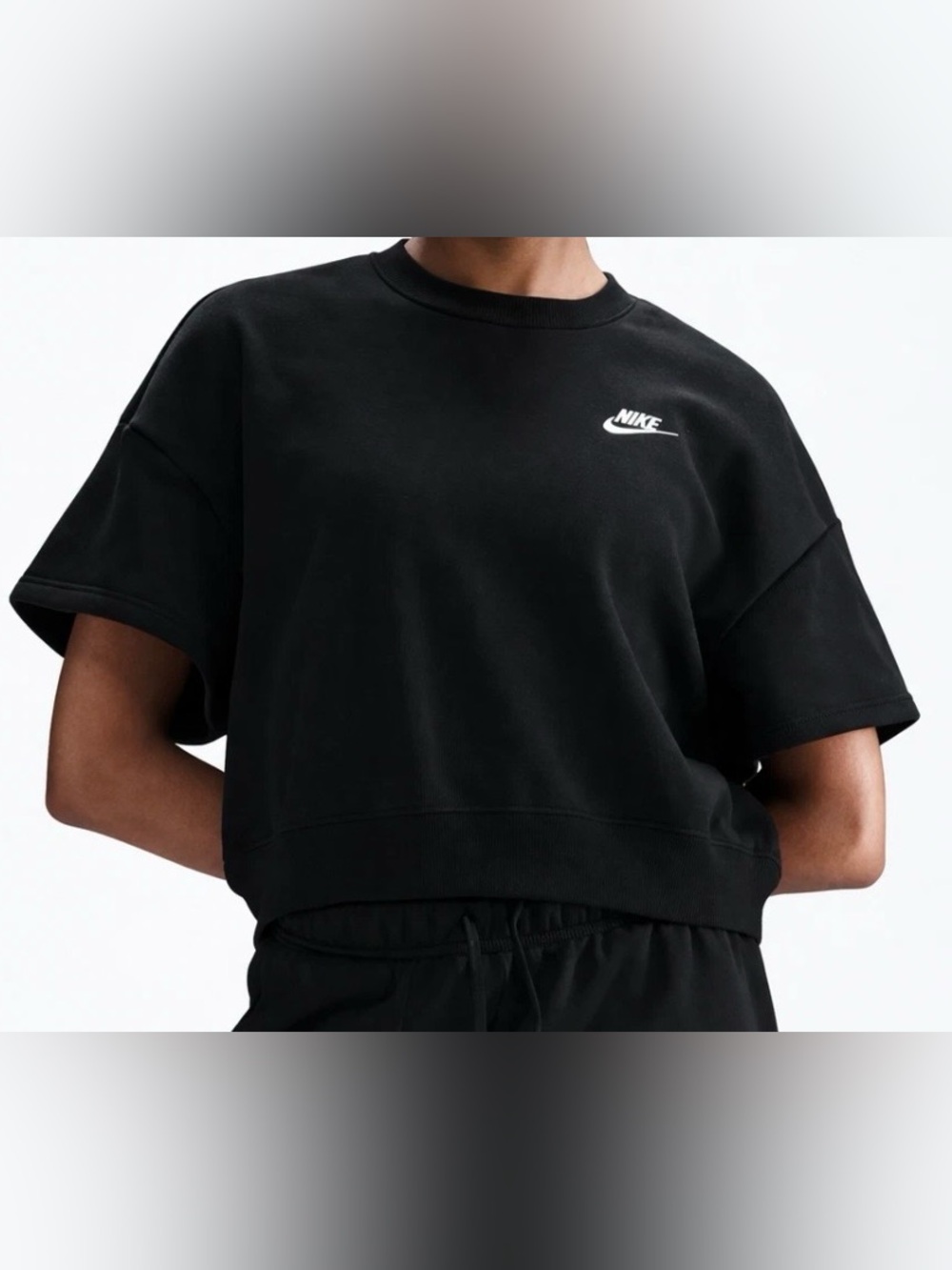 Nike Sportswear Loose Cap Sleeve Cropped Blk Club Fleece Top HV2340 size XXL